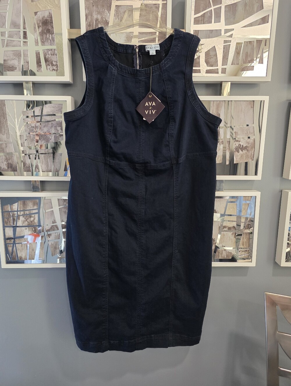 Ava & Viv Sleeveless Dark Blue Denim Sheath Dress. Size 22